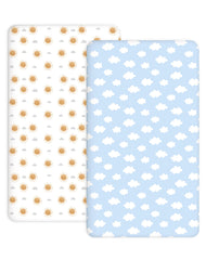 Woodiville Sunny Morning crib sheets show a breathable, soft surface for naps