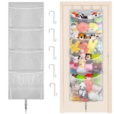 Woodoulogy hanging stuffed animal storage over door keeps toys within reach
