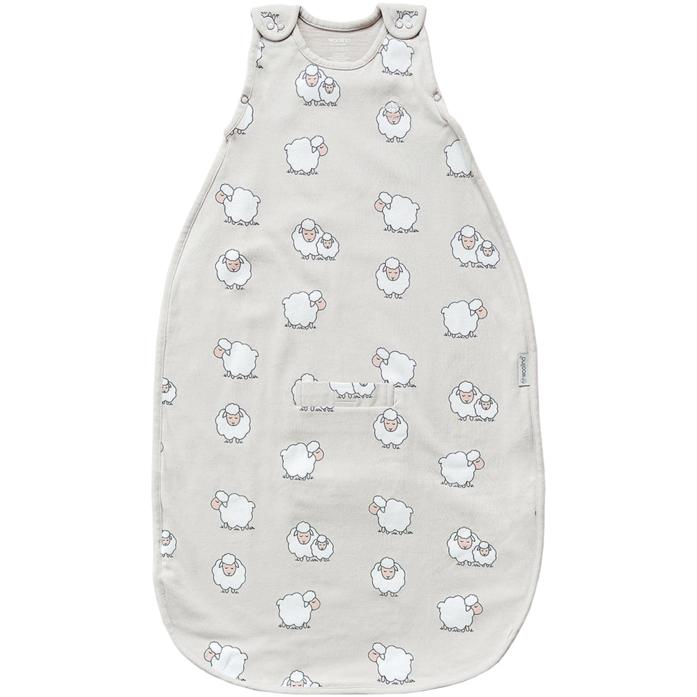 Woolino four-season sleep sack outer fabric closeup showing breathable outer layer