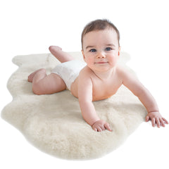 Woolino Sheepskin Rug Ivory—cozy bedroom decor with plush warmth.