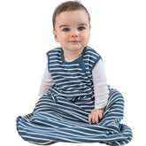 Woolino sleep bag navy zipper close-up for easy night diaper changes