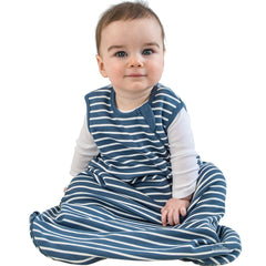Woolino sleep bag navy zipper close-up for easy night diaper changes