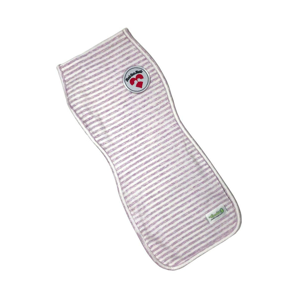 Woombie Cotton Swaddle Sock worn as a wearable blanket for calm newborns.