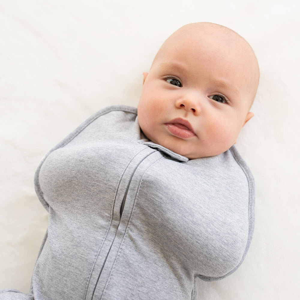 Cotton-spandex fabric in Woombie Swaddle provides gentle stretch and warmth.