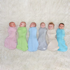 Narrow waistline of Woombie Swaddle enhances tummy comfort for newborns.