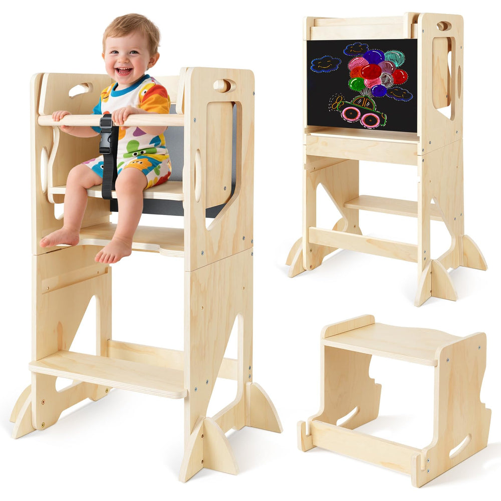 WORLDMX adjustable-height toddler step stool with a stable A-frame design