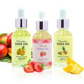Wovarkie Yoni Oil bottle close-up highlighting natural ingredients for daily care.