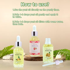 Wovarkie Yoni Oil drops being applied for gentle hydration.