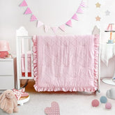 Wowelife crib comforter with pink ruffles for cozy naps