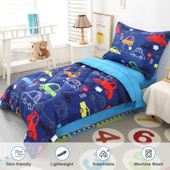 Wowelife car toddler fitted sheet in blue fits standard toddler beds securely