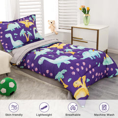 Wowelife dinosaur toddler flat sheet purple supports comfortable night routines