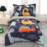Wowelife dinosaur toddler comforter in blue gray for cozy bedtime.