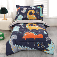 Wowelife dinosaur toddler comforter in blue gray for cozy bedtime.