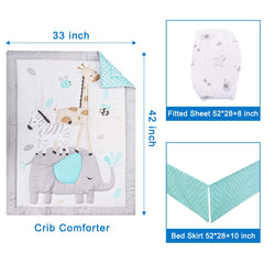 Wowelife elephant crib sheet gray 52x28 with deep pockets for secure fit