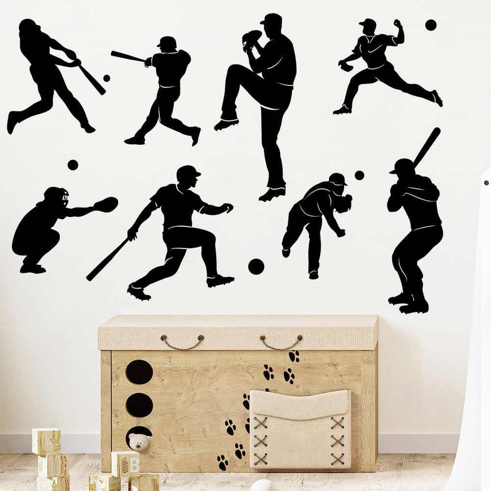 WOYINIS baseball silhouette wall decal for kids' room adds dynamic style.