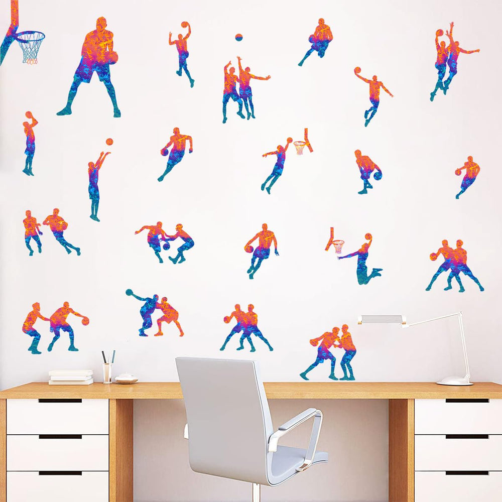 WOYINIS basketball players wall sticker with dynamic dunk for teen rooms.