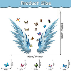 WOYINIS blue angel wings enhance bedrooms with cheerful wall art.