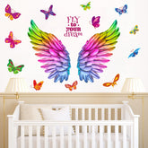 WOYINIS colorful angel wings wall decal pair brightens living rooms and nurseries.