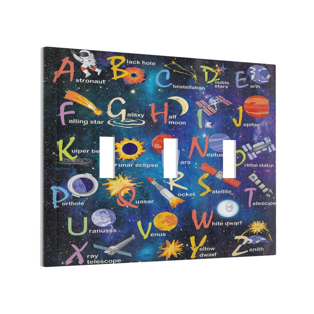 Wpshijia ABC outer space 3-gang switch cover adds galactic style for kid rooms