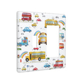 Wpshijia bus 2-gang switch cover on nursery wall, kid-friendly decor and easy maintenance.