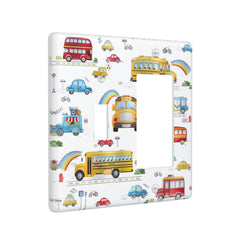 Wpshijia bus 2-gang switch cover on nursery wall, kid-friendly decor and easy maintenance.
