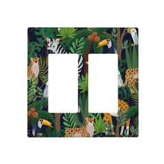 Wpshijia zebra-leopard-giraffe-bird-leaf 2-gang wall plate for playful, durable kid room decor.