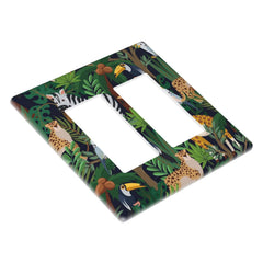 Wpshijia zebra-leopard-giraffe-bird-leaf 3-gang wall plate for versatile outlet coverage.