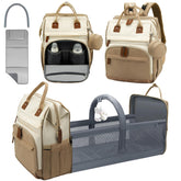 Wurzfolk diaper bag backpack in khaki brown showing spacious main compartment and tote-ready design