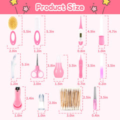 WXA Baby Grooming Kit pink hair brush gentle detangling for delicate baby hair.