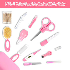 WXA Baby Grooming Kit pink nail clippers provide safe, precise tiny-nail trimming.