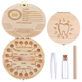 WY LIGHTING LEVEL baby tooth box front view highlighting durable natural wood keepsake storage.
