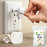 Wynsom outlet cover with hidden U-ring handle keeps outlets childproof yet easy to remove.