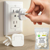 Wynsom outlet covers with pull-handle for easy adult removal and child safety.