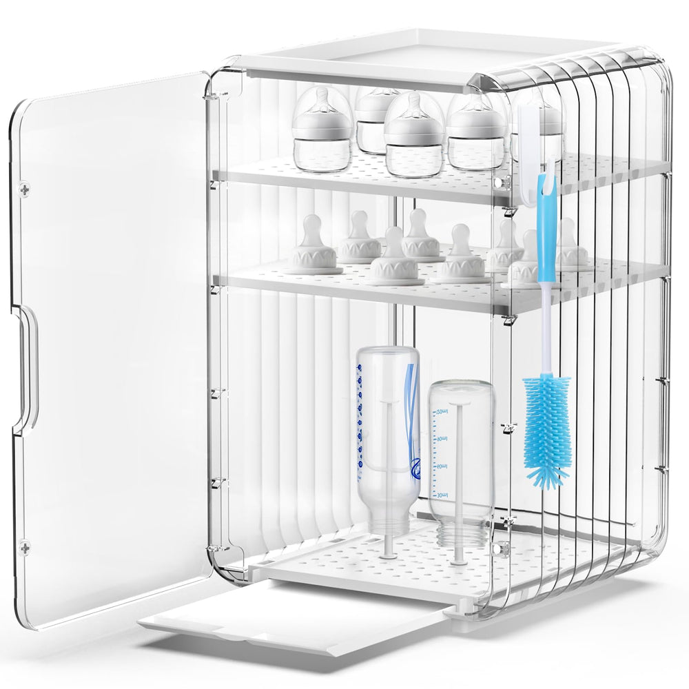 XANGNIER baby bottle organizer shows 5-layer design for tidy bottle storage and easy access