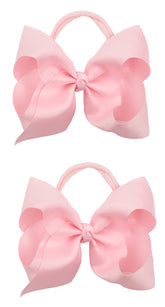 Xansema 2pc 6-inch pink ribbon headbands, front view, ideal for everyday wear