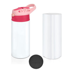 XccMe Kids Sublimation Tumbler with pink handle showing temperature retention and portability