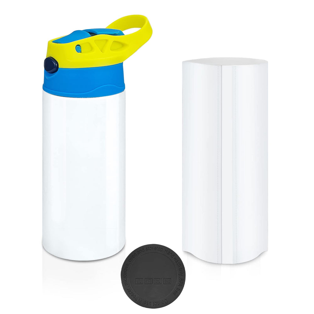 XccMe Kids Sublimation Tumbler front view shows bright yellow color for school use.
