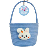 XENTUMI Easter basket with handle shows cheerful plush characters for easy carrying.