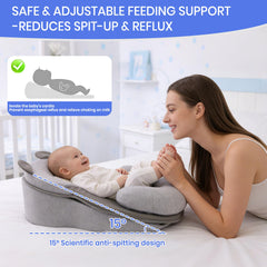 XFaa Rootling feeding pillow with reflux-support wedge for steadier feeding positions.
