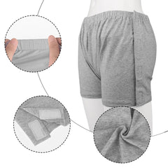 XGOPTS tear-away shorts closeup of snap-buttons for quick on/off.
