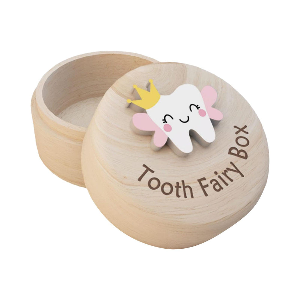 XIHUADOU Tooth Fairy Box in natural wood shows subtle grain, a sturdy keepsake for lost teeth