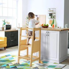 Xinyoec toddler standing tower with safety rail for independent use