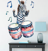Xizhenyuan zebra play drum wall sticker in nursery scene, adding lively imagination and easy removal.