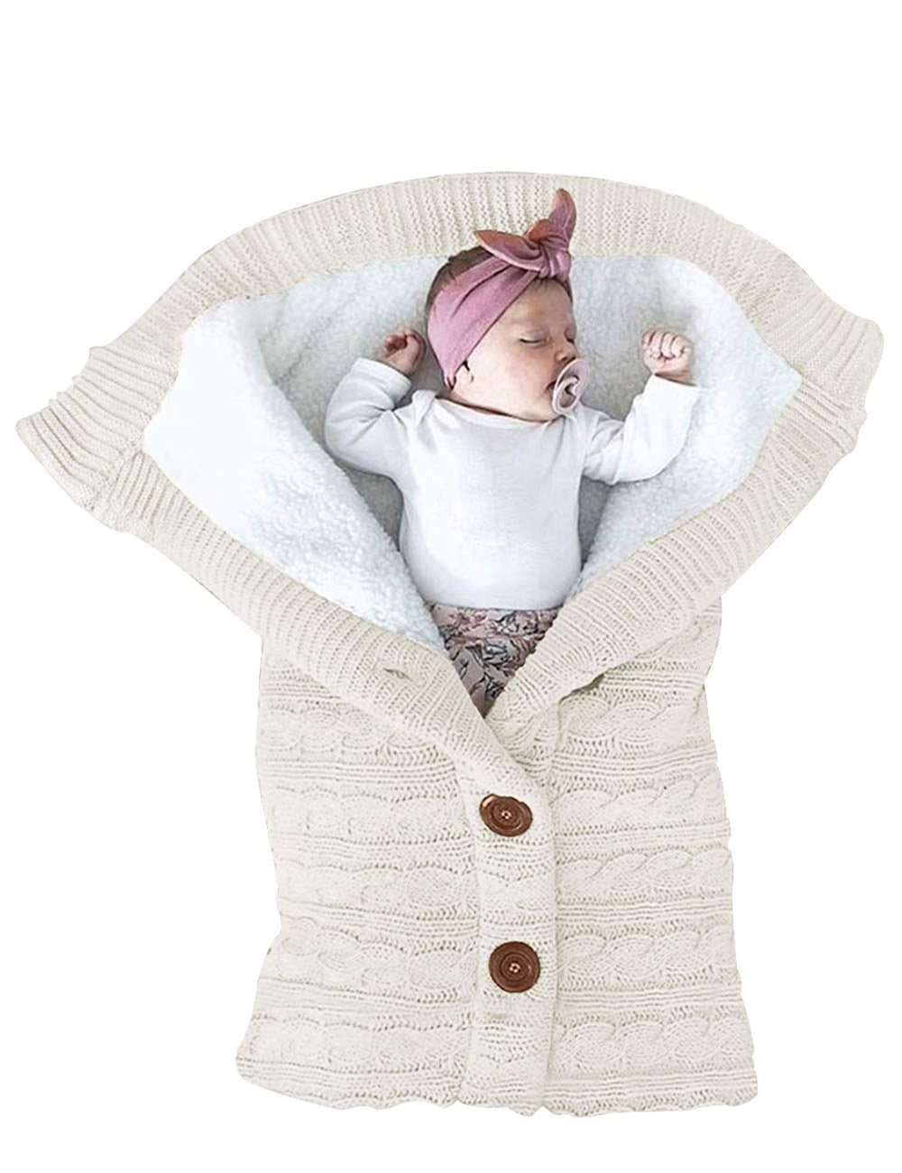 XMWEALTHY infant swaddle blanket closeup showing plush fleece texture for gentle warmth