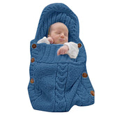 XMWEALTHY newborn knit swaddle dark blue for secure comfort.