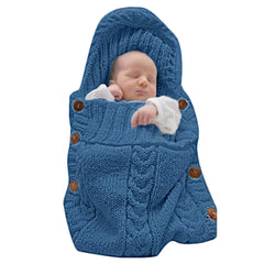XMWEALTHY newborn knit swaddle dark blue for secure comfort.
