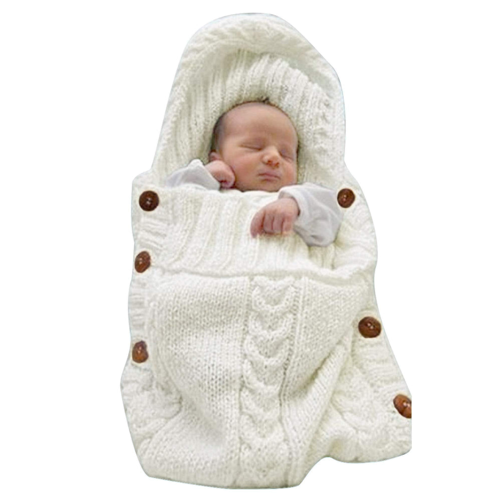 XMWEALTHY newborn wrap hooded detail offers soft knit warmth for cozy naps.