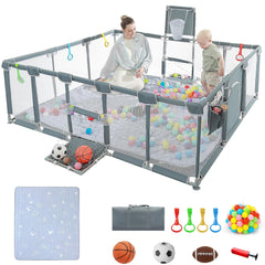XNWQL Baby Playpen assembly view highlights quick, sturdy setup.