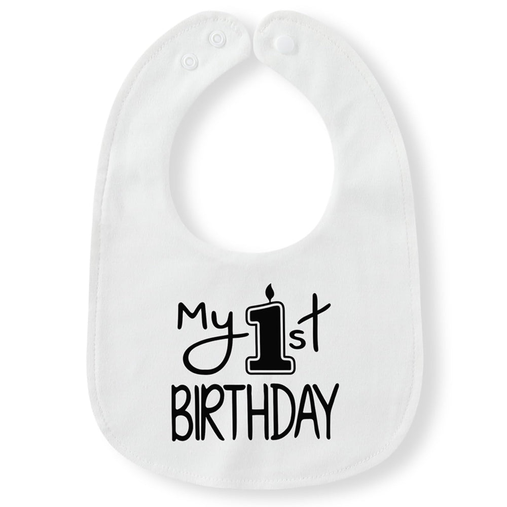 Xoleutpee My 1st Birthday Bib waterproof layer close-up for mess protection