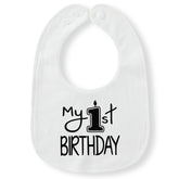 Xoleutpee My 1st Birthday Bib waterproof layer close-up for mess protection